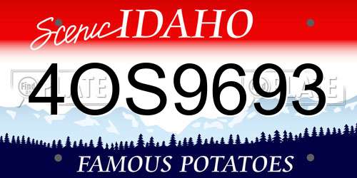 4OS9693 Idaho License Plate