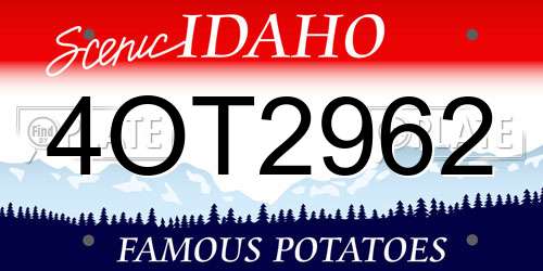 4OT2962 Idaho License Plate