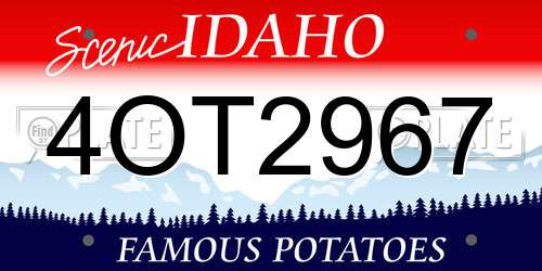 4OT2967 Idaho License Plate