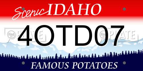 4OTD07 Idaho License Plate