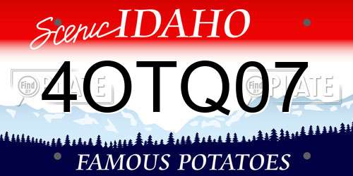 4OTQ07 Idaho License Plate