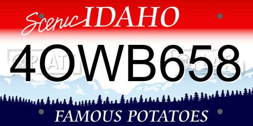 4OWB658 Idaho License Plate