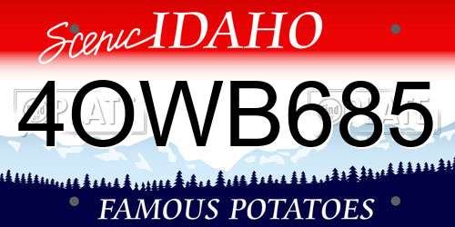 4OWB685 Idaho License Plate