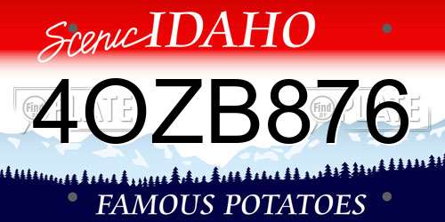 4OZB876 Idaho License Plate