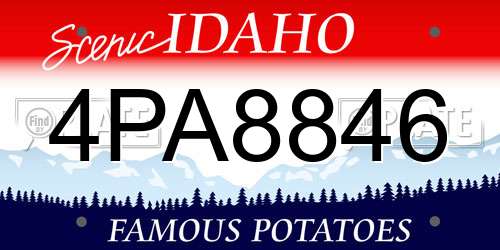 4PA8846 Idaho License Plate