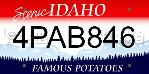 4PAB846 Idaho License Plate