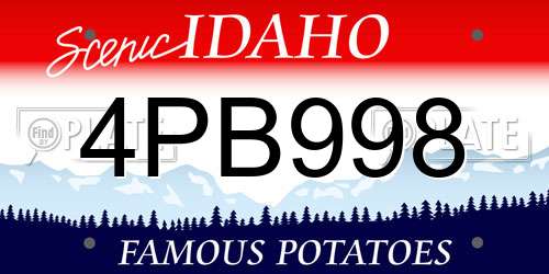 4PB998 Idaho License Plate