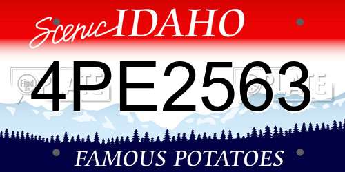 4PE2563 Idaho License Plate