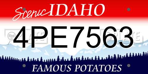 4PE7563 Idaho License Plate