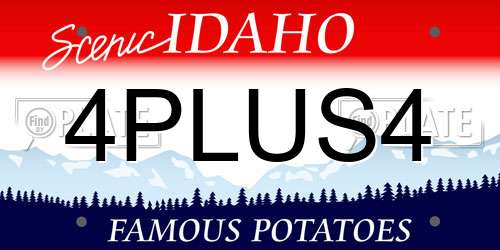 4PLUS4 Idaho License Plate