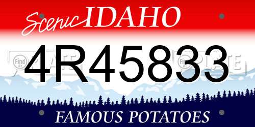 4R45833 Idaho License Plate