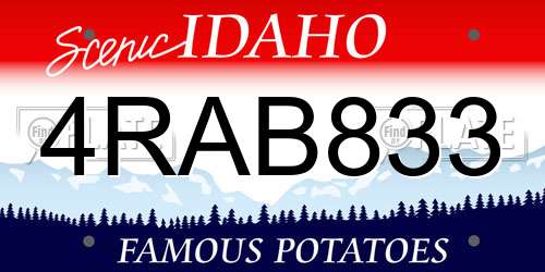 4RAB833 Idaho License Plate