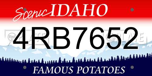 4RB7652 Idaho License Plate