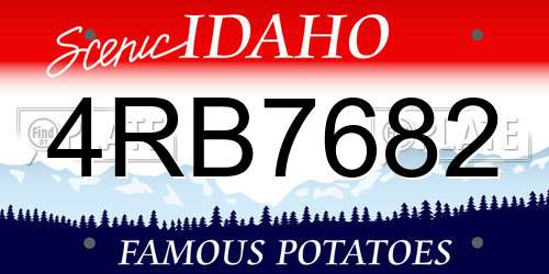 4RB7682 Idaho License Plate