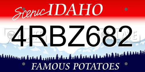 4RBZ682 Idaho License Plate