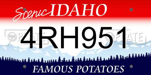 4RH951 Idaho License Plate