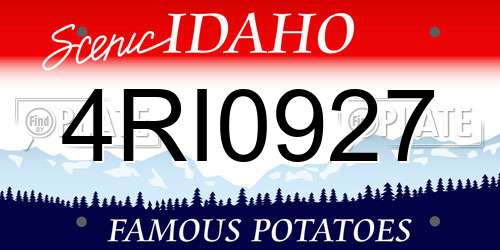 4RI0927 Idaho License Plate