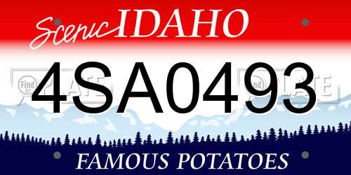 4SA0493 Idaho License Plate