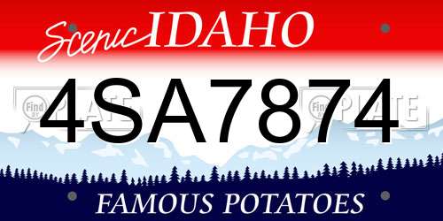 4SA7874 Idaho License Plate
