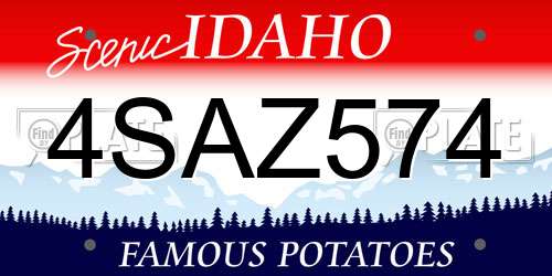 4SAZ574 Idaho License Plate