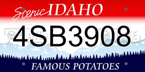 4SB3908 Idaho License Plate