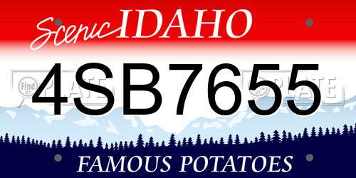 4SB7655 Idaho License Plate