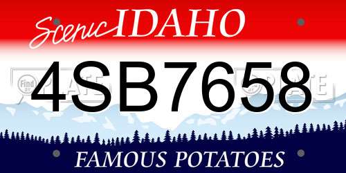 4SB7658 Idaho License Plate