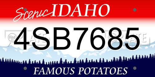 4SB7685 Idaho License Plate