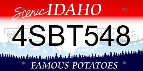 4SBT548 Idaho License Plate