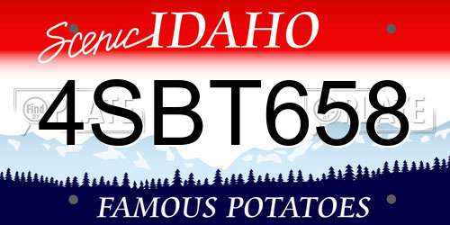 4SBT658 Idaho License Plate