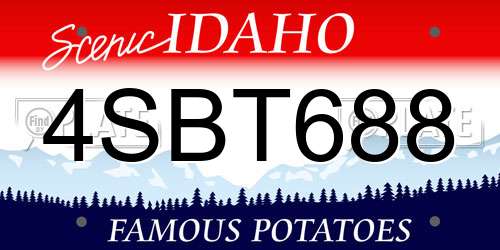 4SBT688 Idaho License Plate