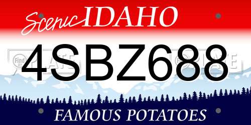 4SBZ688 Idaho License Plate