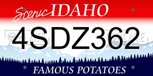 4SDZ362 Idaho License Plate