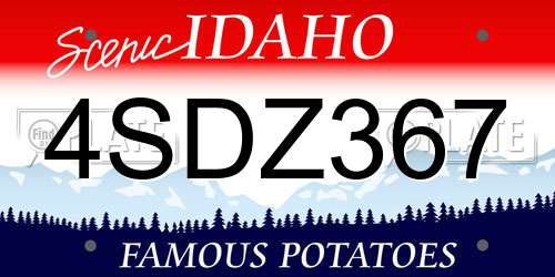 4SDZ367 Idaho License Plate