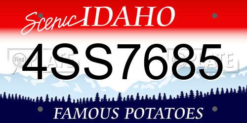 4SS7685 Idaho License Plate