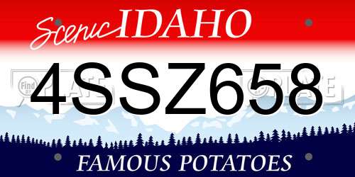 4SSZ658 Idaho License Plate