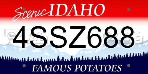 4SSZ688 Idaho License Plate