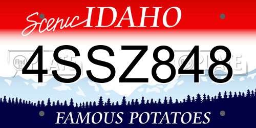 4SSZ848 Idaho License Plate
