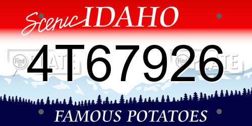 4T67926 Idaho License Plate