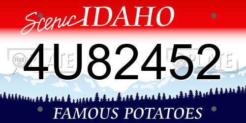 4U82452 Idaho License Plate