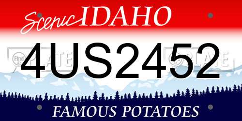 4US2452 Idaho License Plate