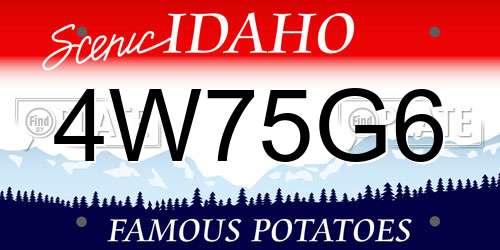 4W75G6 Idaho License Plate