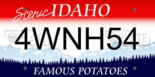 4WNH54 Idaho License Plate