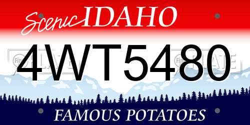 4WT5480 Idaho License Plate