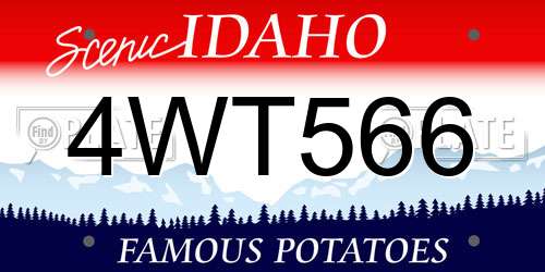4WT566 Idaho License Plate