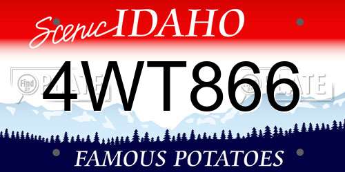 4WT866 Idaho License Plate