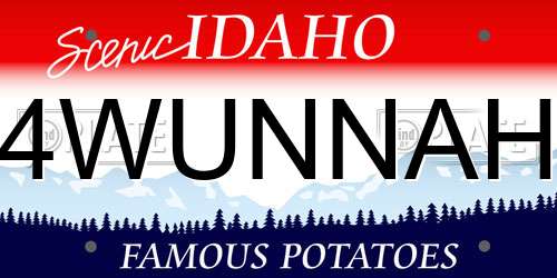 4WUNNAH Idaho License Plate