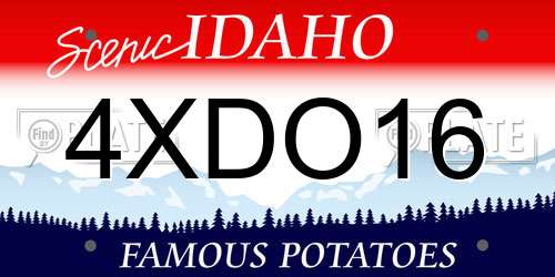 4XDO16 Idaho License Plate