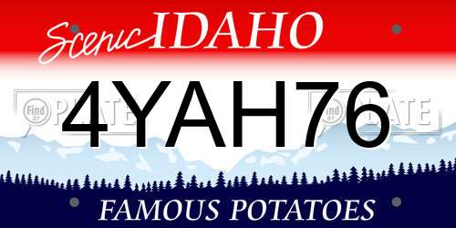 4YAH76 Idaho License Plate
