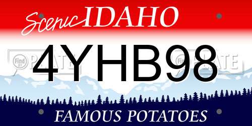 4YHB98 Idaho License Plate